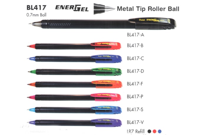Energel Roller Pens - BL417 Gel Roller Pen EnerGel Metal Tip Roller Ball