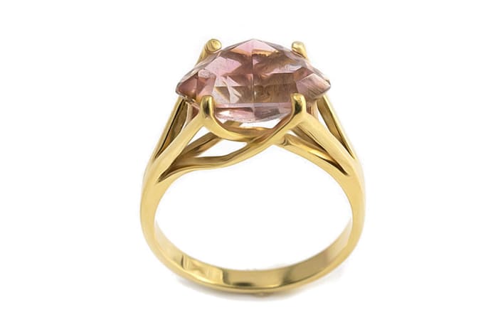 Yellow Gold Bi-Colour Tourmaline  Ring