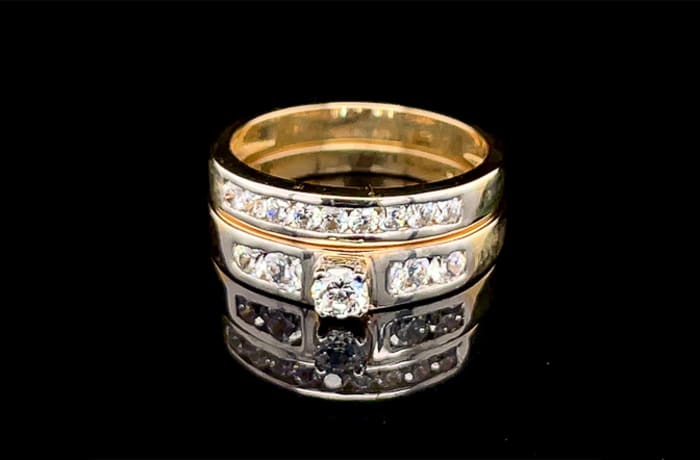 Channel-Set Bridal Set Gold Wedding Ring