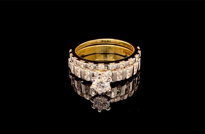 Princess Cut Bridal Set Gold Wedding Ring 