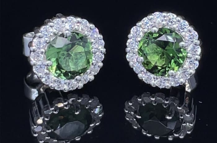 Round Emerald & Diamonds Stud Earrings