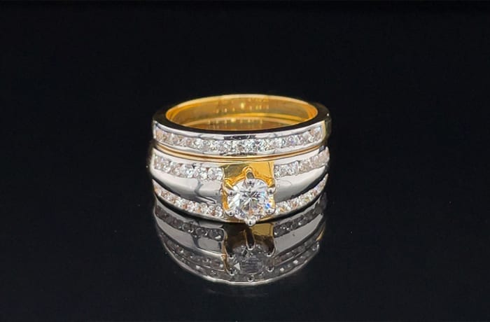 Row Channel Set Bridal Set Gold Wedding Ring