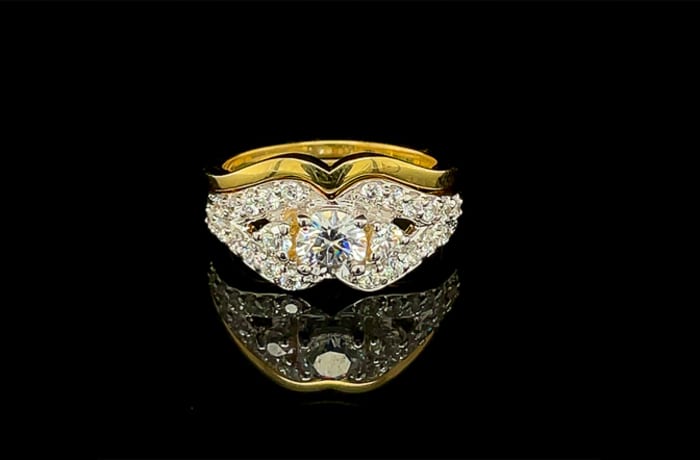 Unique Channel Set Bridal Set Gold Wedding Ring