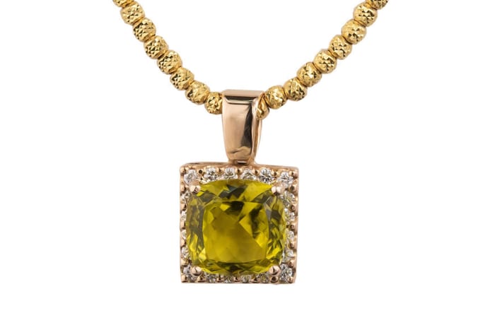 Rose Gold Tourmaline & Canary Diamonds Pendant 