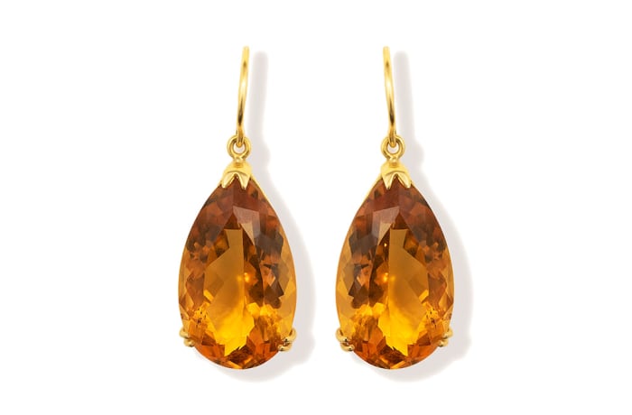 Tear Drop Citrine  Cage Earrings