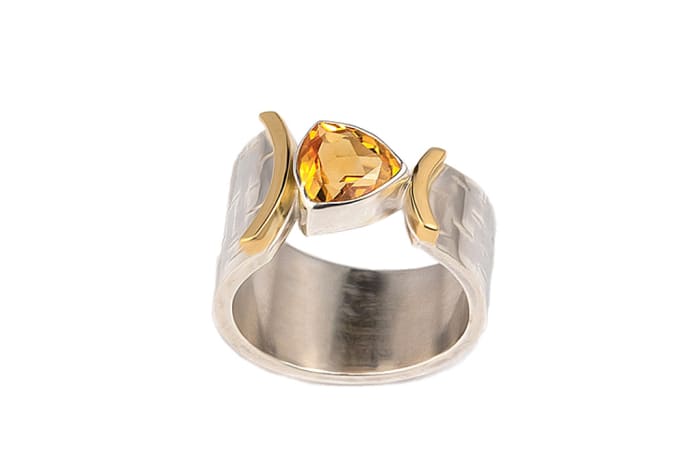 Silver  Citrine  Bezel Ring 