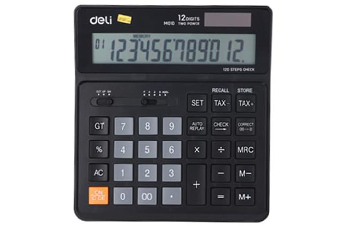 Deli Desktop Tax Calculator  Black  M01020