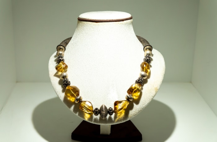 Large Citrine Gemstone  Silver Necklace