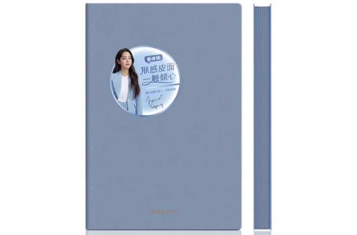 Deli Basic Leather A5 Notebook  Blue Coloured Edge No.22285 96 Pages