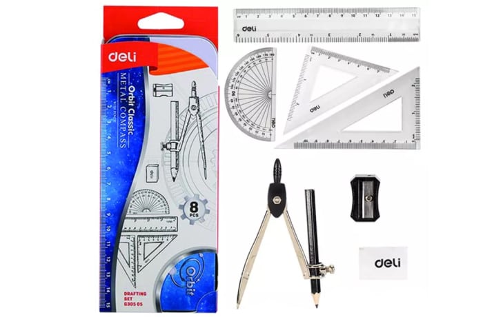 Deli Orbit Classic Mathematical Drafting Set  8 Piece  G30505