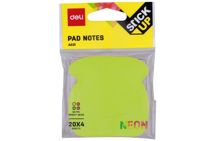 Stick up Pad Notes  Bread Shaped  Assorted Neon Colours