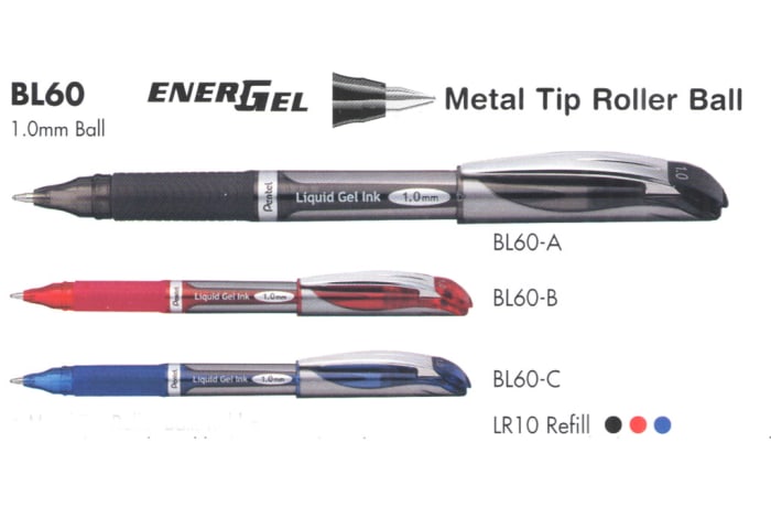 Energel Roller Pens - BL60 EnerGel Metal Tip Roller Ball