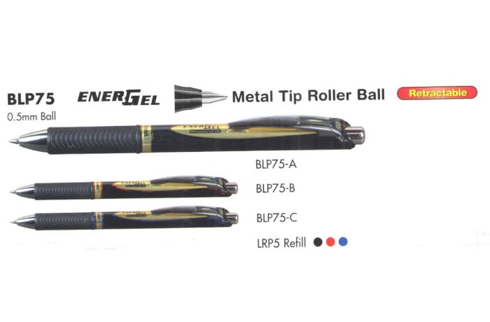 Energel Roller Pens - BLP75  EnerGel Needle Tip Roller Ball Retractable 