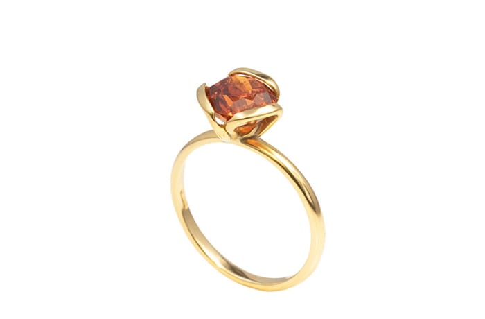 Yellow Gold Spessartite Garnet  Petal Ring 