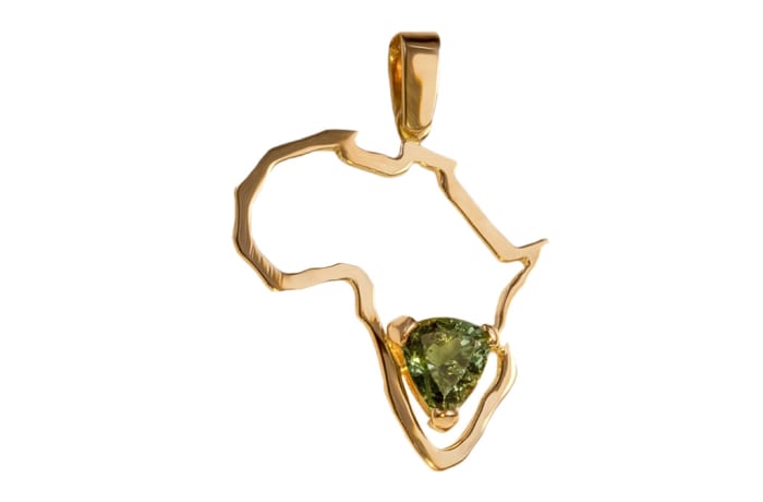 Yellow Gold Green Tourmaline  Africa Pendant 