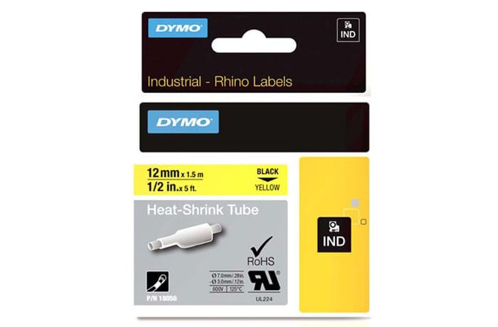 Industrial Rhino Labels  Heat-Shrink Tube 12mm X 1.5metres Htdyt12hsbkyl