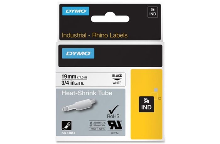 Industrial Rhino Labels  Heat-Shrink Tube 19mm X 1.5metres Htdyt19hsbkwt