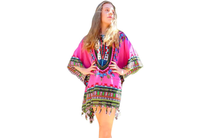 Handcrafted Rayon Kaftan  - Pink