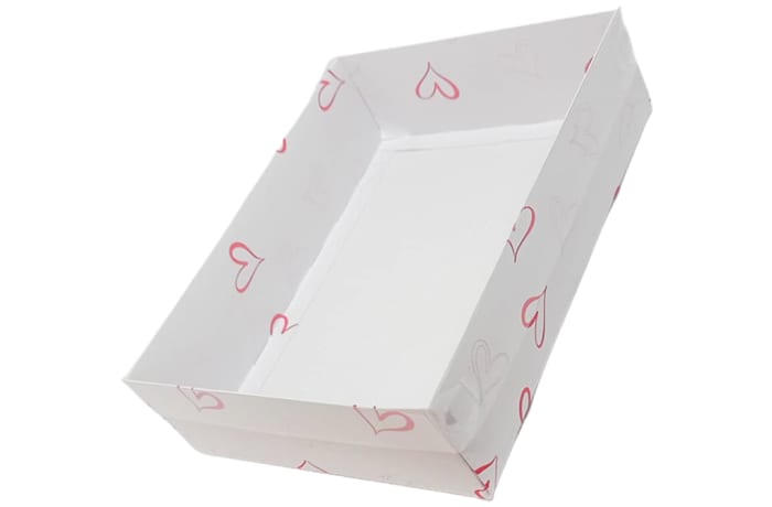 White Heart Hamper Box - Clear Plastic Lid