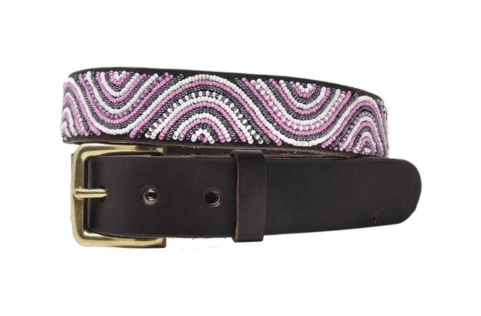 Kikoza Beaded Belts Leather Black, Pink and White