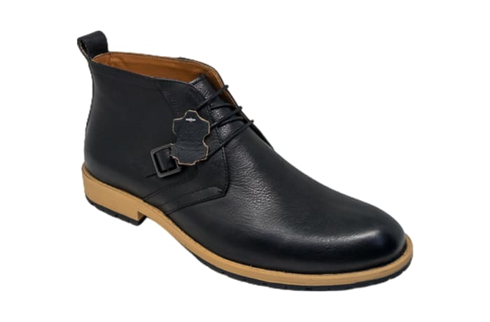 Men's Monk-Strap Leather Boots  - Black