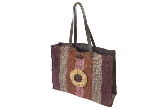 Shoulder Bag  Malagash  with Shades of Brown Grey Purple Bands