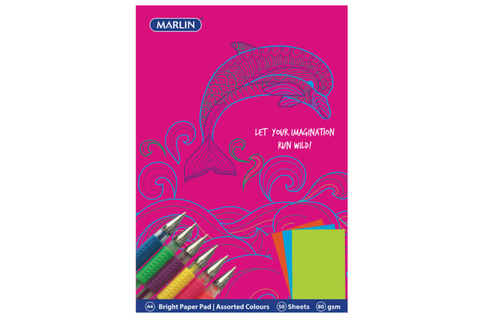 A4 Bright Paper Pad  80gsm 50 Sheets  Assorted Colours 