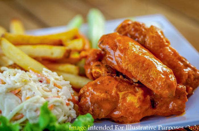 Mixed Cuisine  - Barbeque Chicken Wings  with Chips 
