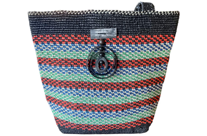 Blue & Red Striped Handbag