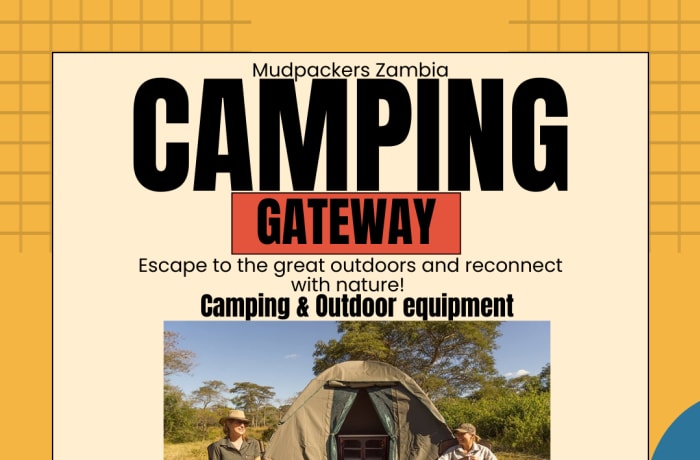 Mudpackers Zambia is a company based in Lusaka, Zambia that specializes in camping and outdoor equipment.  image