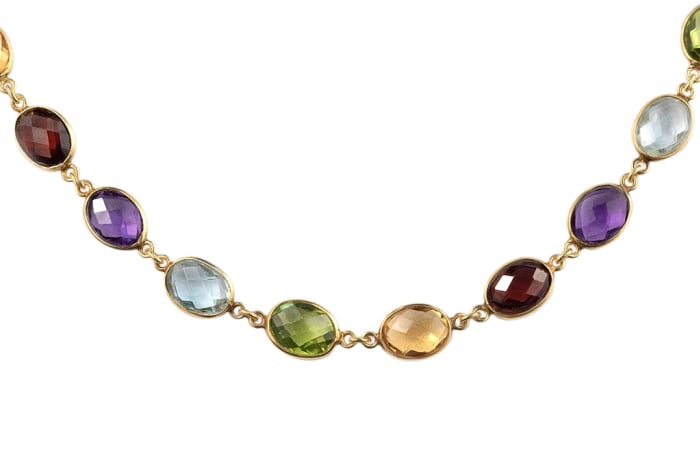 Yellow Gold  Multi-Gemstone  Necklace 