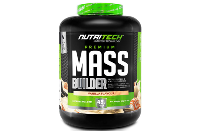 Nutritech Premium Mass Builder  High Protein & Calorie Gainer Drink Mix  Vanilla Flavour 5kg