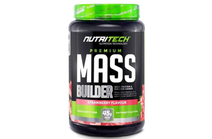 Nutritech Premium Mass Builder  High Protein & Calorie Gainer Drink Mix  Strawberry Flavour 1.5kg 