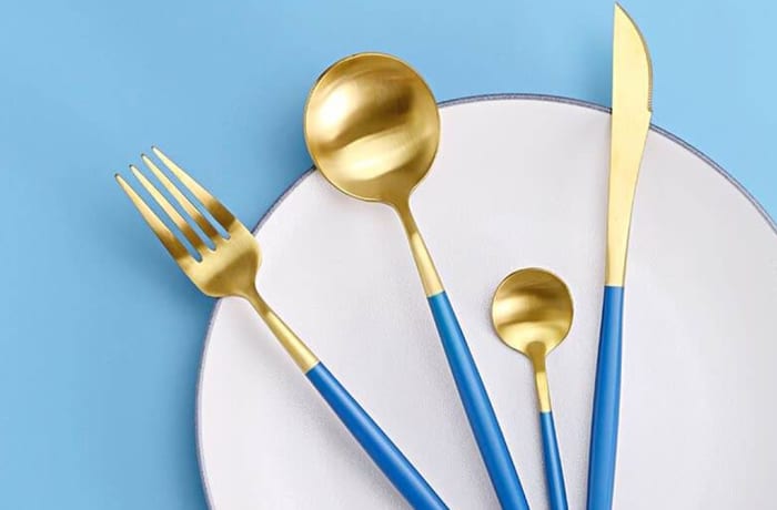 European blue gold stainless steel Flatware set - 31753654876