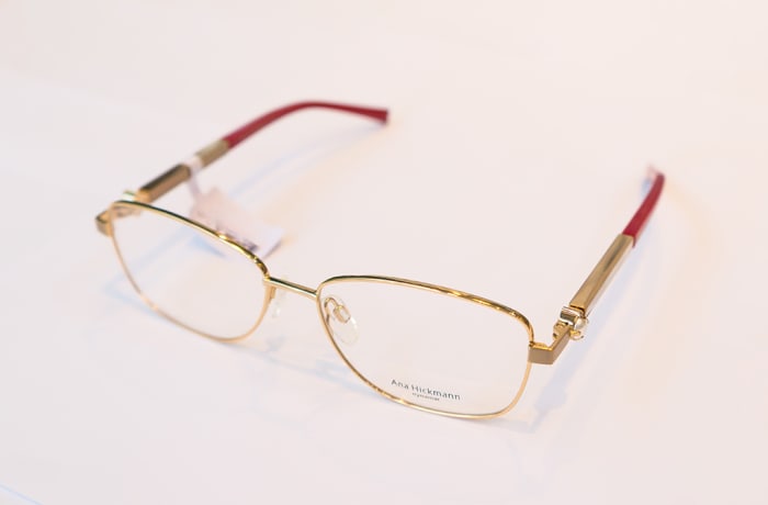 Ana Hickmann Frames, Gold with Red Tip