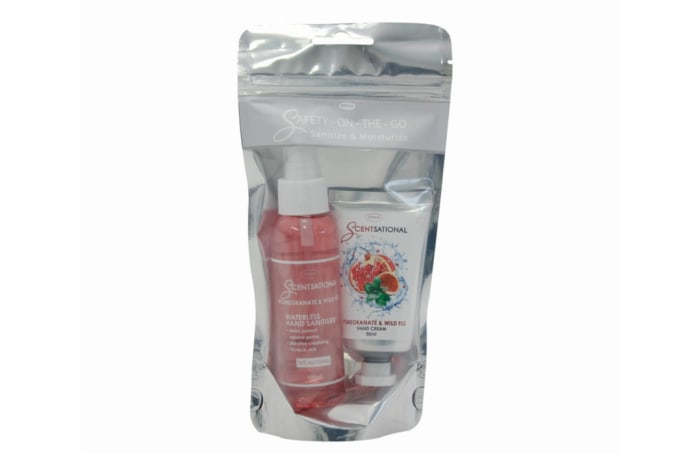 Safety on-The-Go  Sanitiser & Moisturiser Set  - Pomegranate & Wild Fig