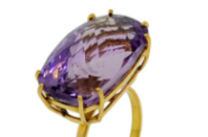 Double Claw Amethyst  Yellow Gold Cage Ring