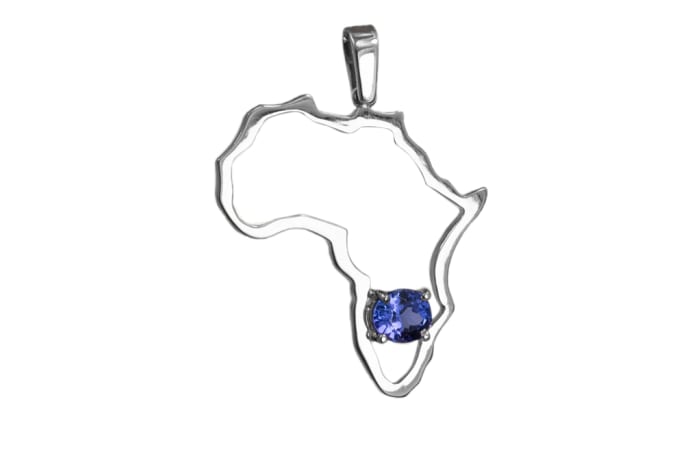 White Gold  Tanzanite  Africa Pendant 