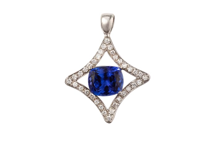 White Gold  Tanzanite & Diamond  Star Pendant 