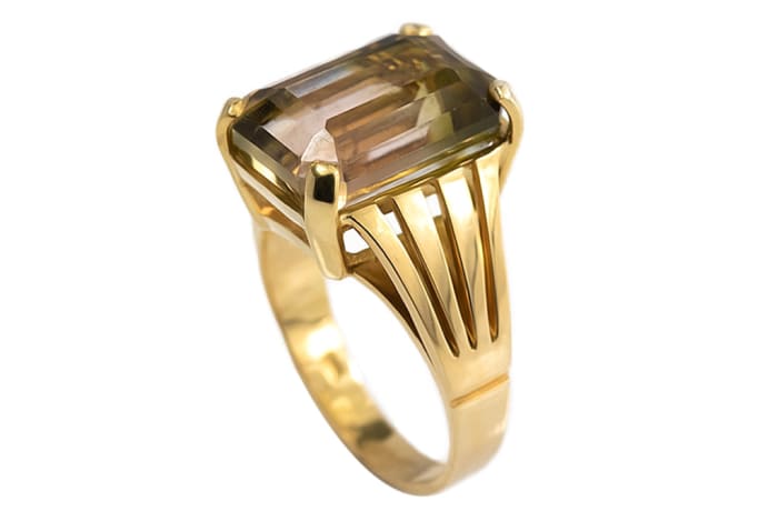 Yellow Gold Tourmaline  Split Shank Ring