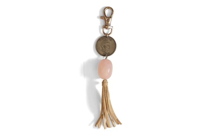 Vintage coin and tassle key ring