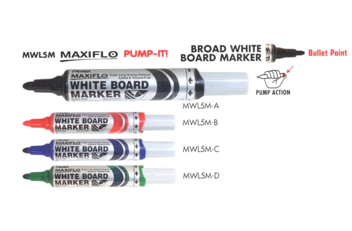 White Board Markers - MWL5M Maxiflow Pump-It Broad White Board Marker - Bullet Point