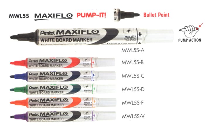 White Board Markers - MWL5S Maxiflo Pump-It Bullet Point