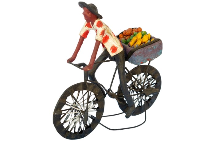 Toy Bicycle  Man Carrying  Vegetables Sculpture