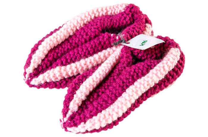 Socks Woollen  Pink and White Knitted Medium Socks
