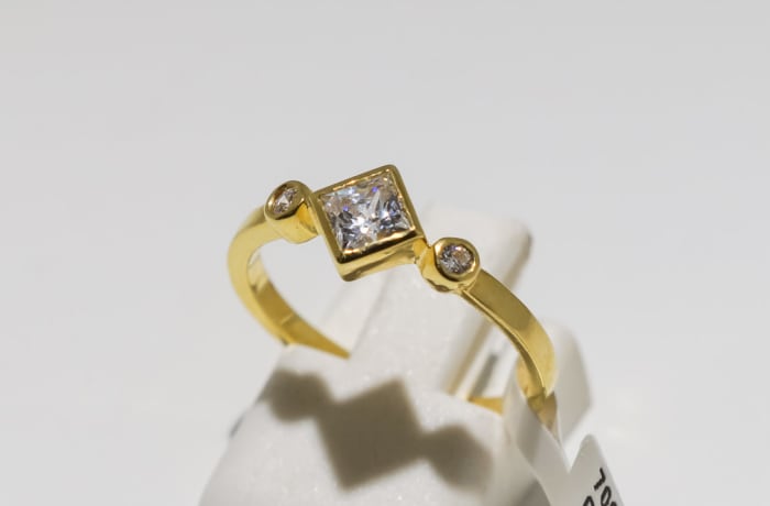 Yellow Gold  Sqaure Crystal Engagement Ring  image