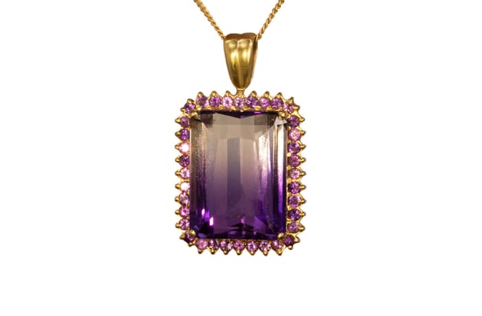 Yellow Gold Amethyst  Pave Classic Pendant  image