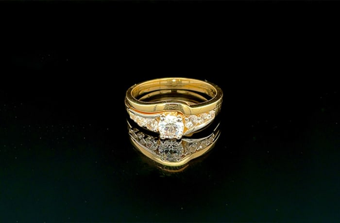 Seven Stone Bridal Set Gold Wedding Ring  image