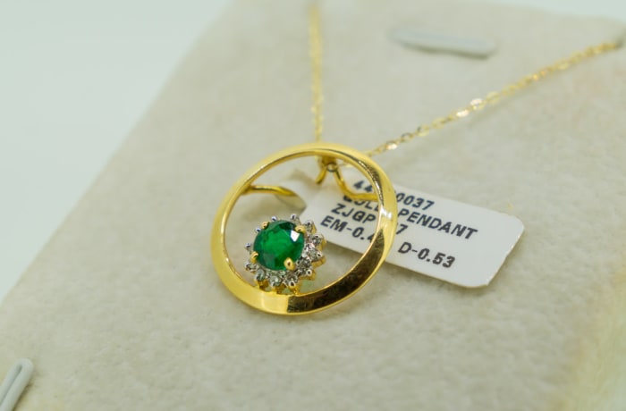 Yellow Gold Diamond & Emerald  Pendant  image