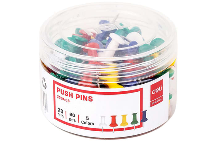 Deli Push Pins  80 Pieces Assorted Colours  Z20403 image